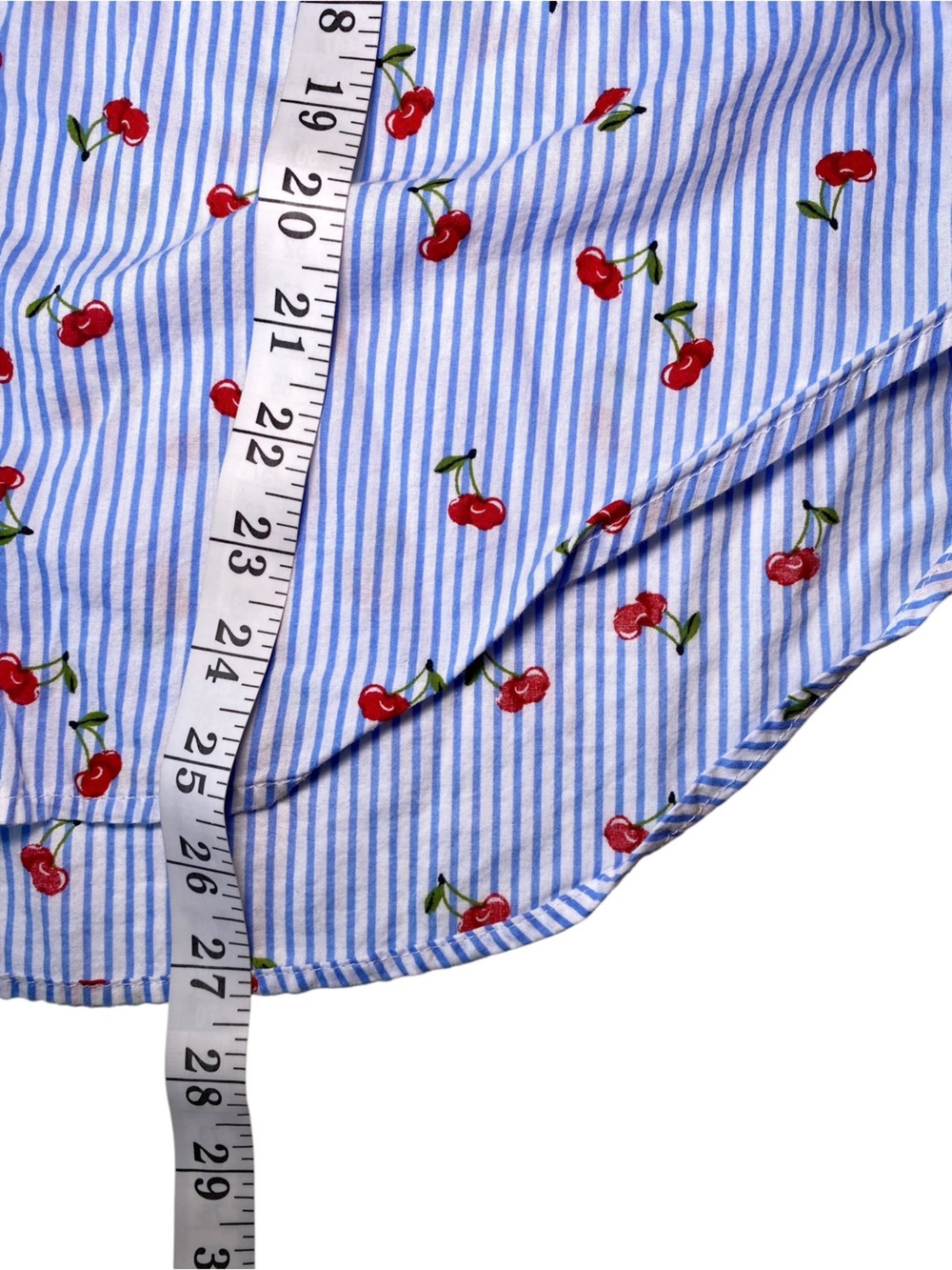 Love Notes Blue White Striped Cherry Print Button-Down Shirt Size M - Picture 14 of 15